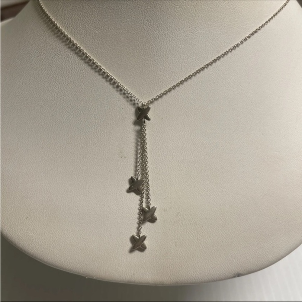Authentic Vintage Tiffany & Co. Sterling Silver X Star Necklace 16"